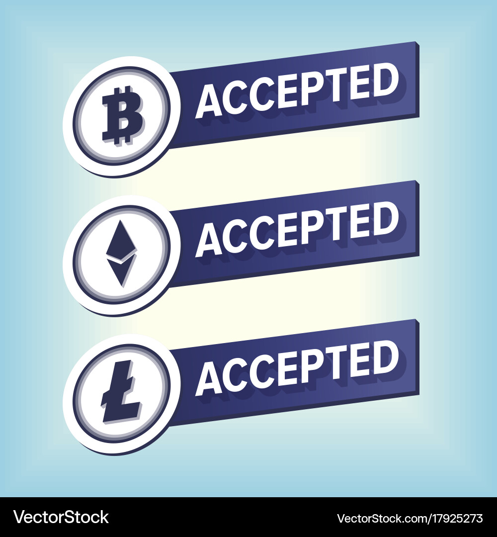 Cryptocurrency Acceptance Stickers – Royalty-Free Vector | VectorStock