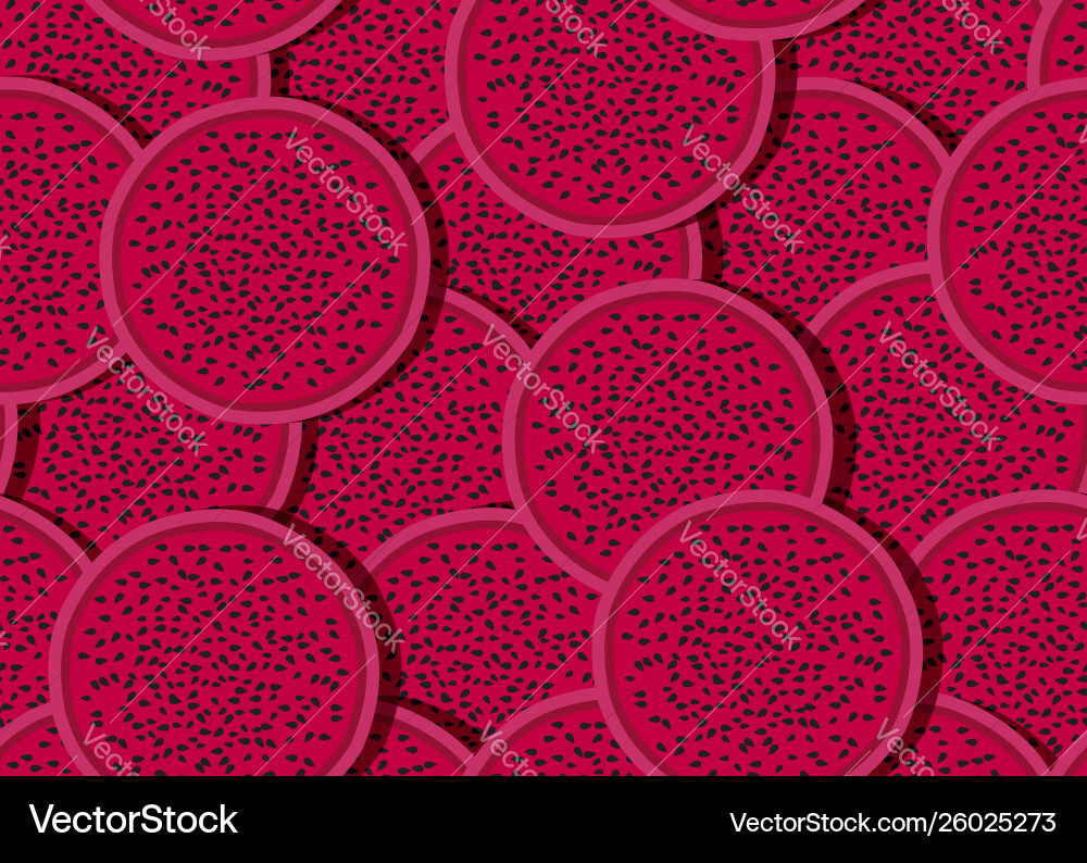 Dragon fruit slice seamless pattern overlapping Vector Image
