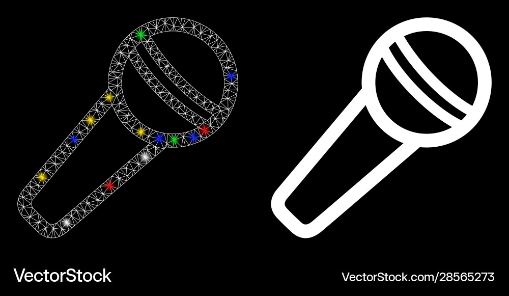 Flare mesh network microphone icon with vector image