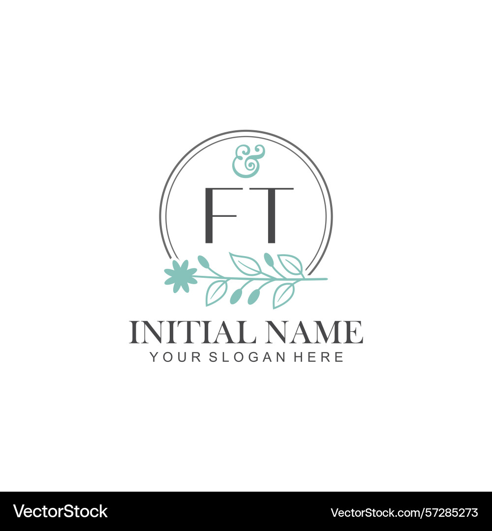 Ft initial logo templates with botanical elements Ft initial logo templates with botanical elements vector image