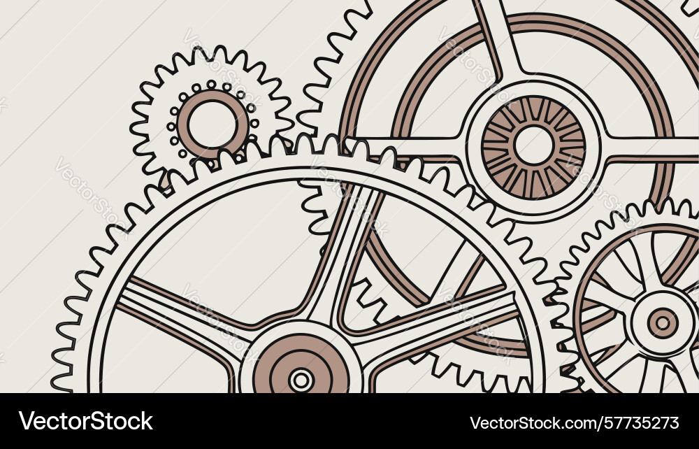 Gears with intricate linear patterns symbolizing vector image