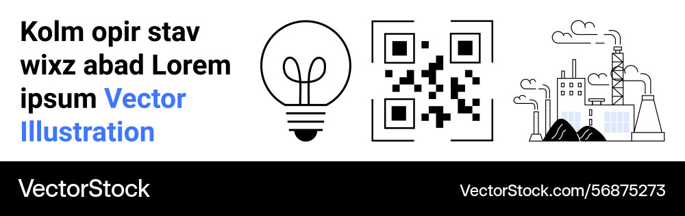 Lightbulb qr code and industrial complex Lightbulb qr code and industrial complex Vector Image