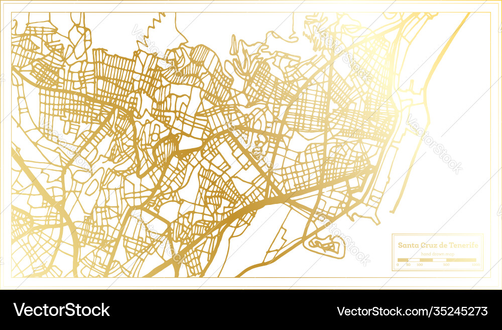 Santa cruz de tenerife spain city map in retro vector image