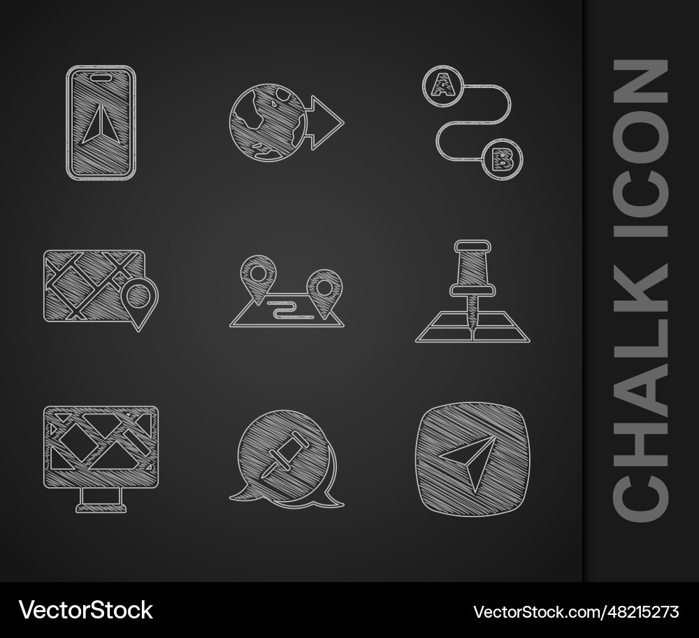 Set route location push pin city map navigation Vector Image