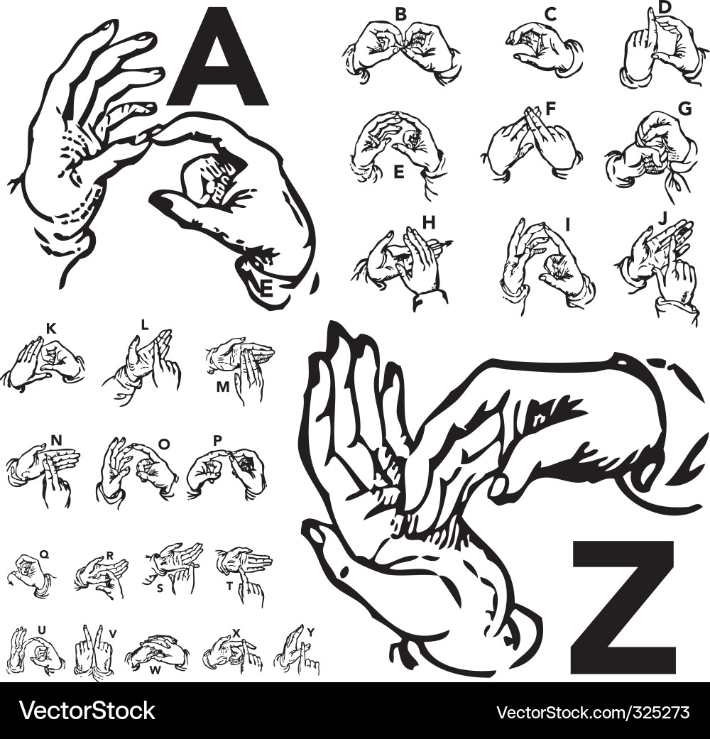 Woodcut Sign Language Set vector image