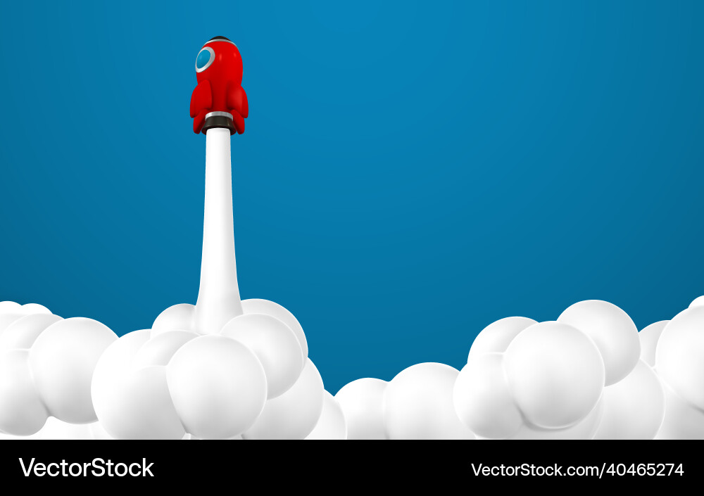 3d rocket spaceship render and draw by mesh vector image