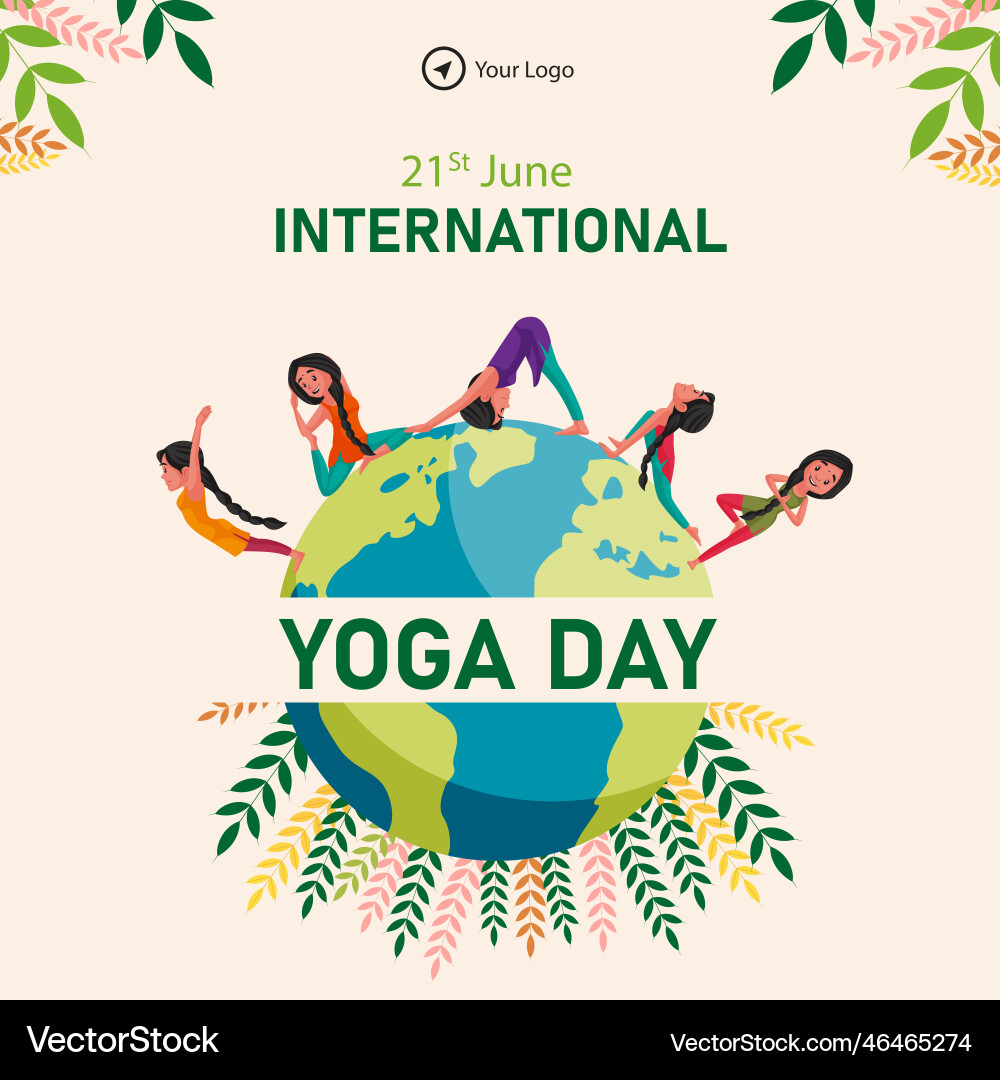 Banner design of international yoga day vector image