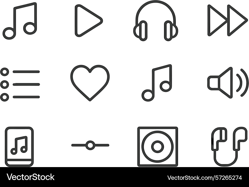 Collection of music icons showcasing various Vector Image