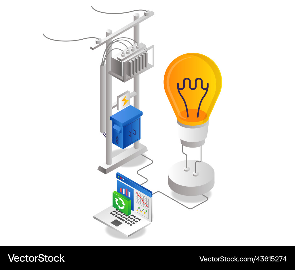 Controlling electrical energy with a computer Controlling electrical energy with a computer Vector Image
