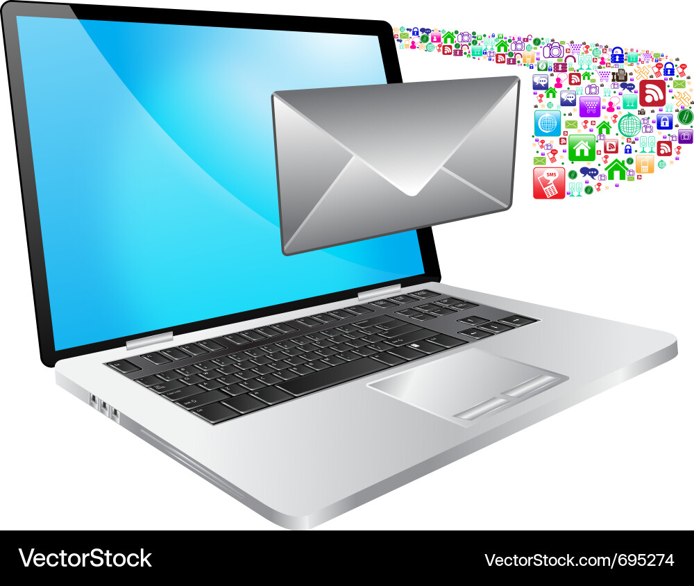 Digital Message and Laptop Vector Image