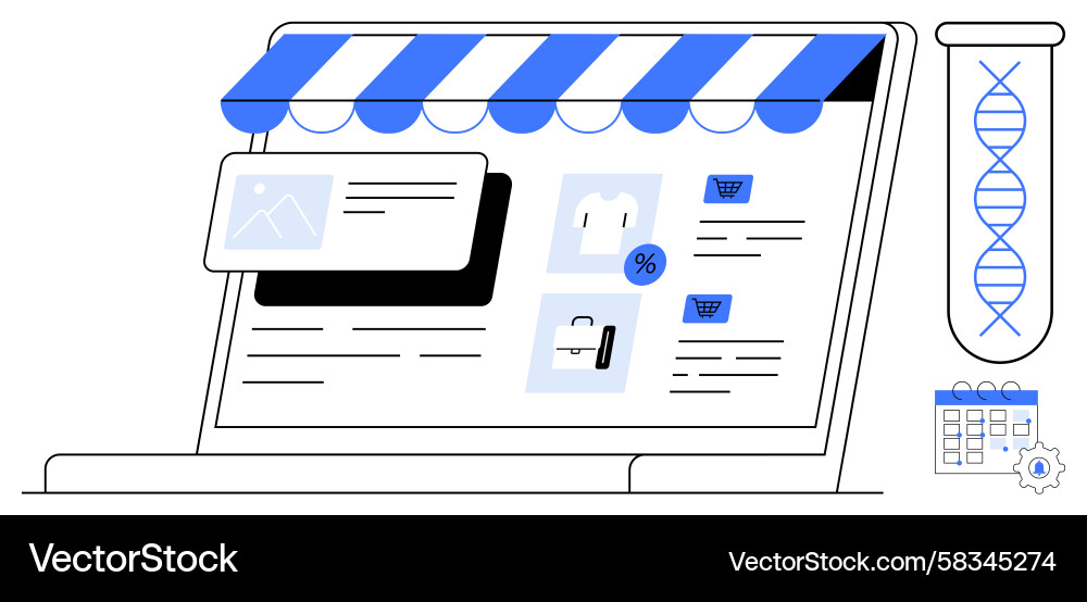 Digital Storefront with E-commerce Elements Vector Image