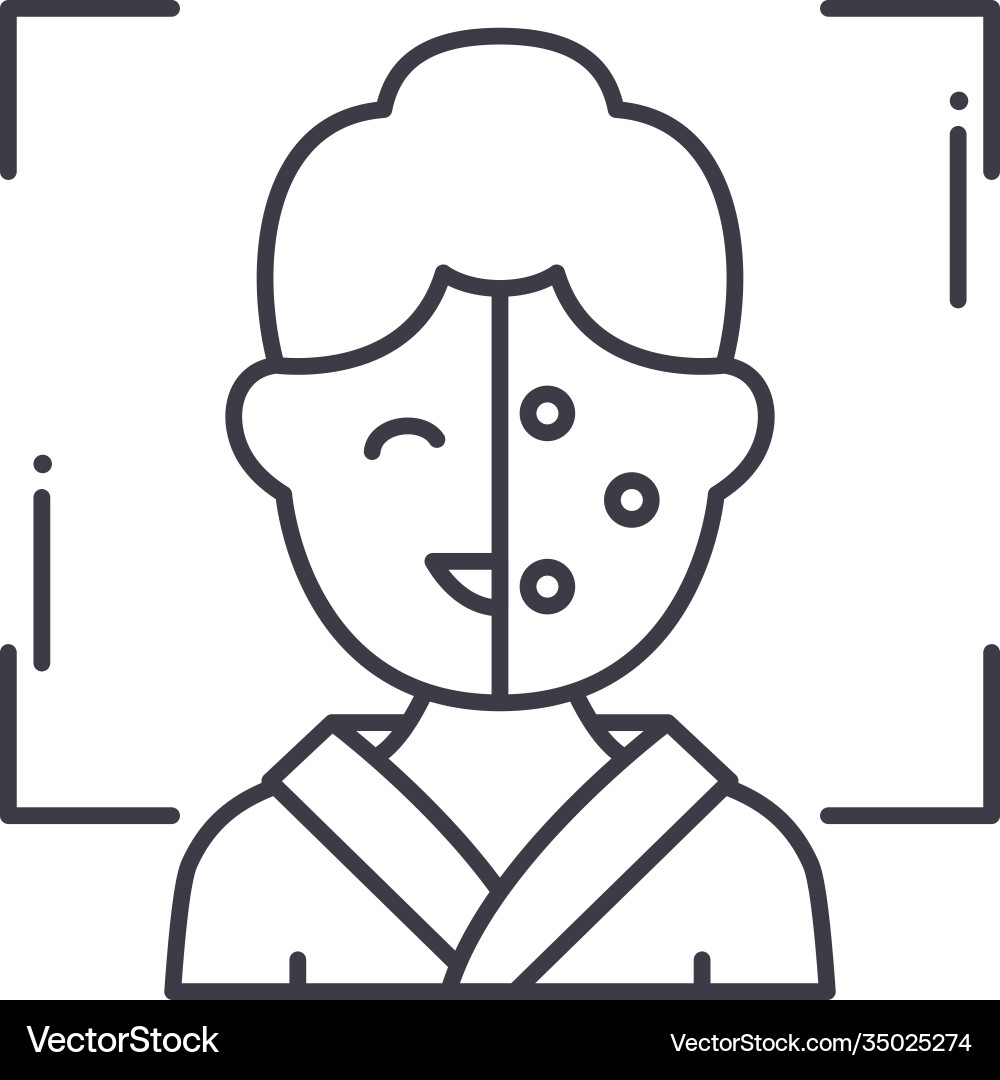 Face recognition icon linear isolated Face recognition icon linear isolated Vector Image