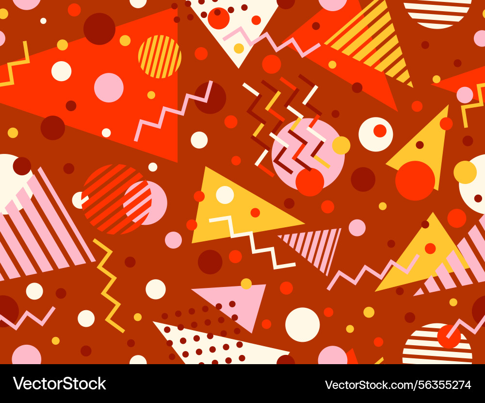 Geometric seamless pattern with memphis elements Vector Image