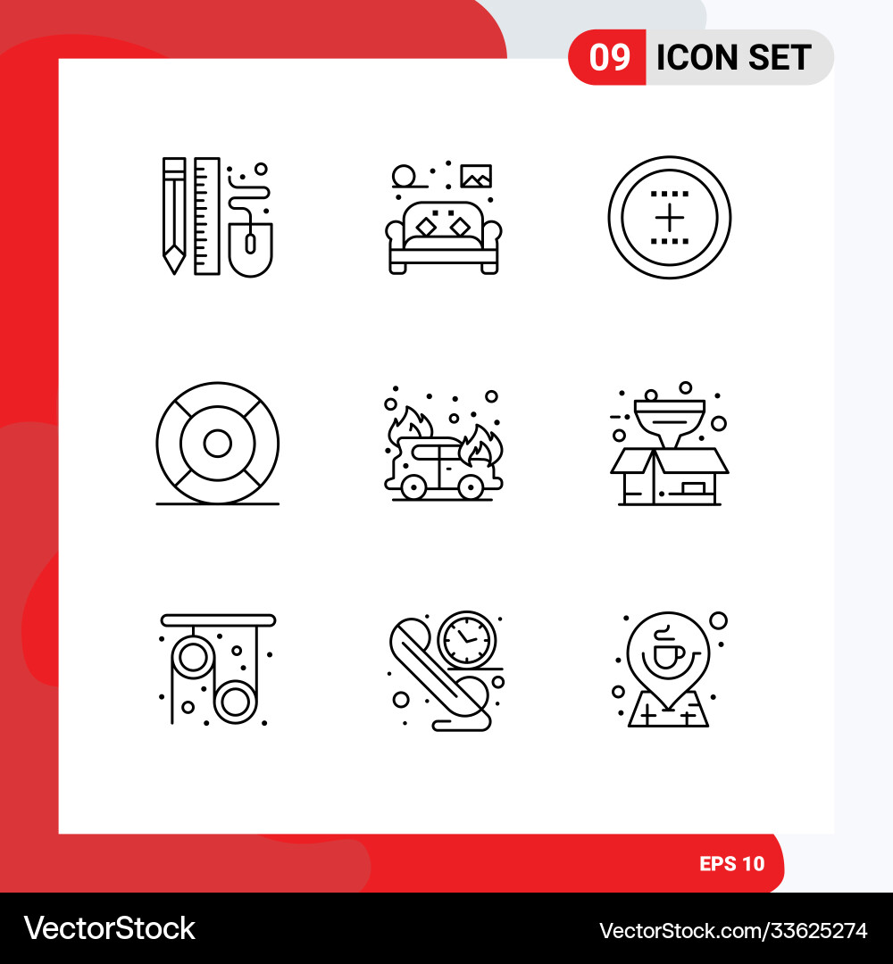 Group 9 modern outlines set for help basic Vector Image