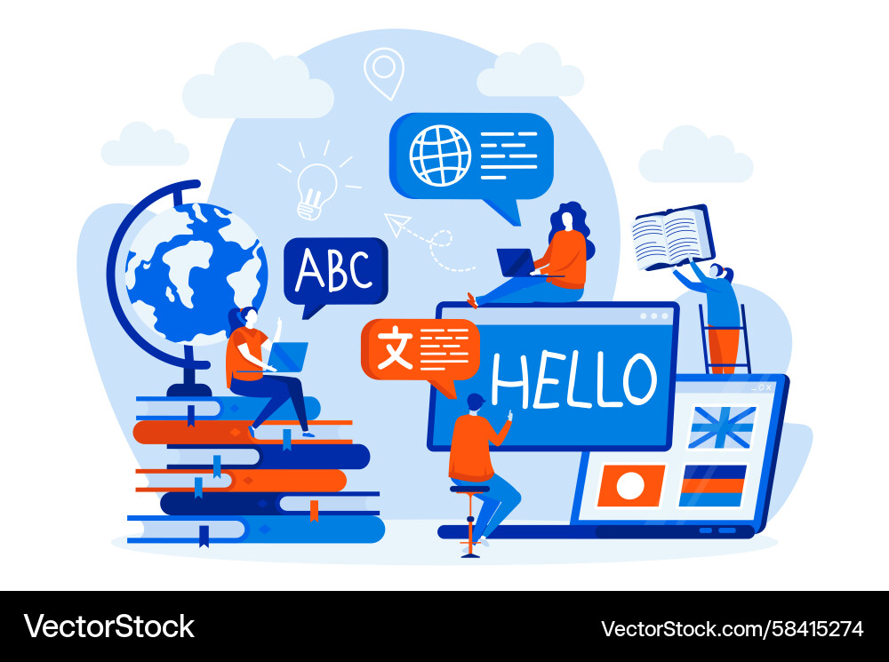 Language Learning Web Concept Vector Image