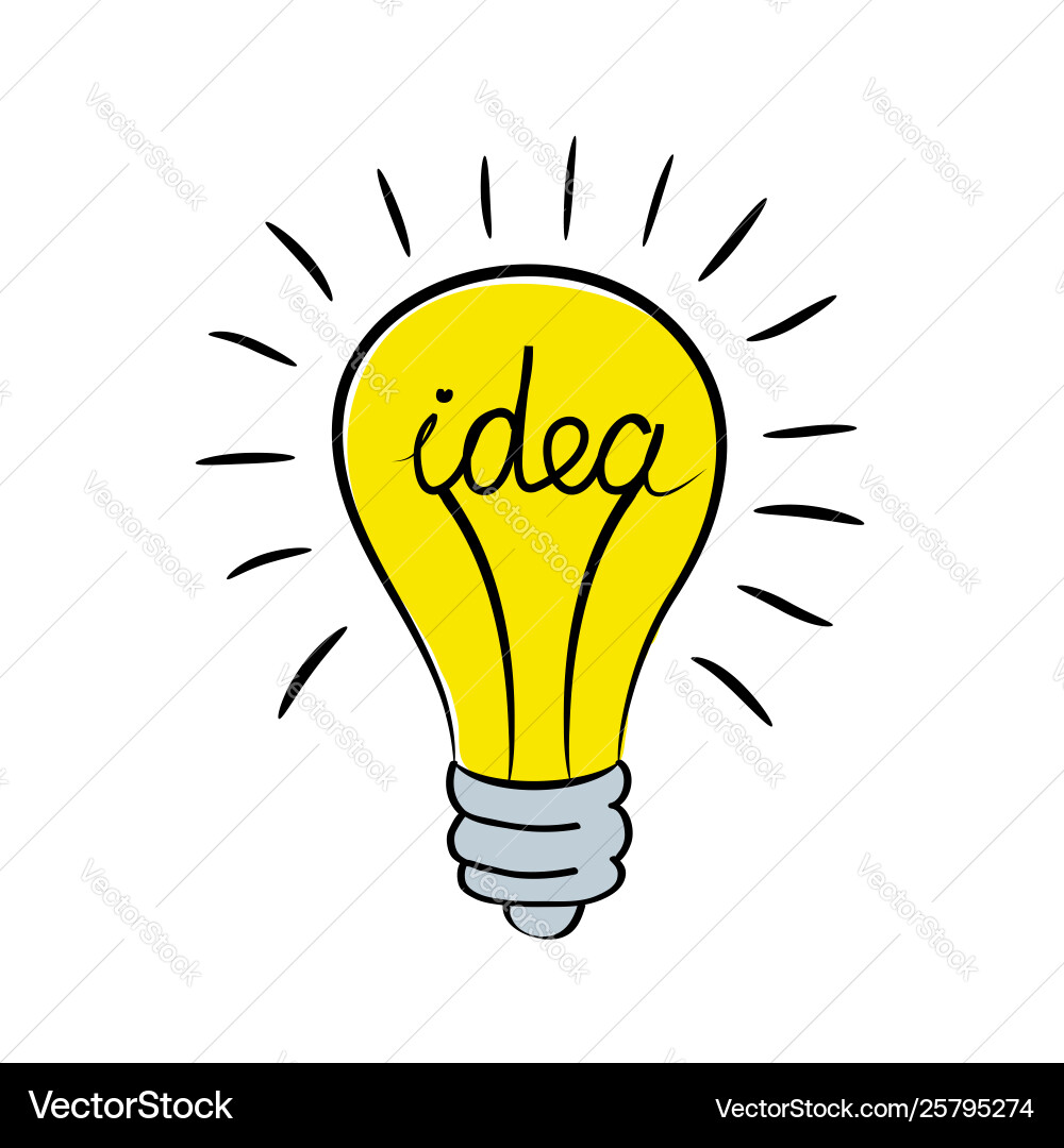 Light bulb with word idea stock Vector Image