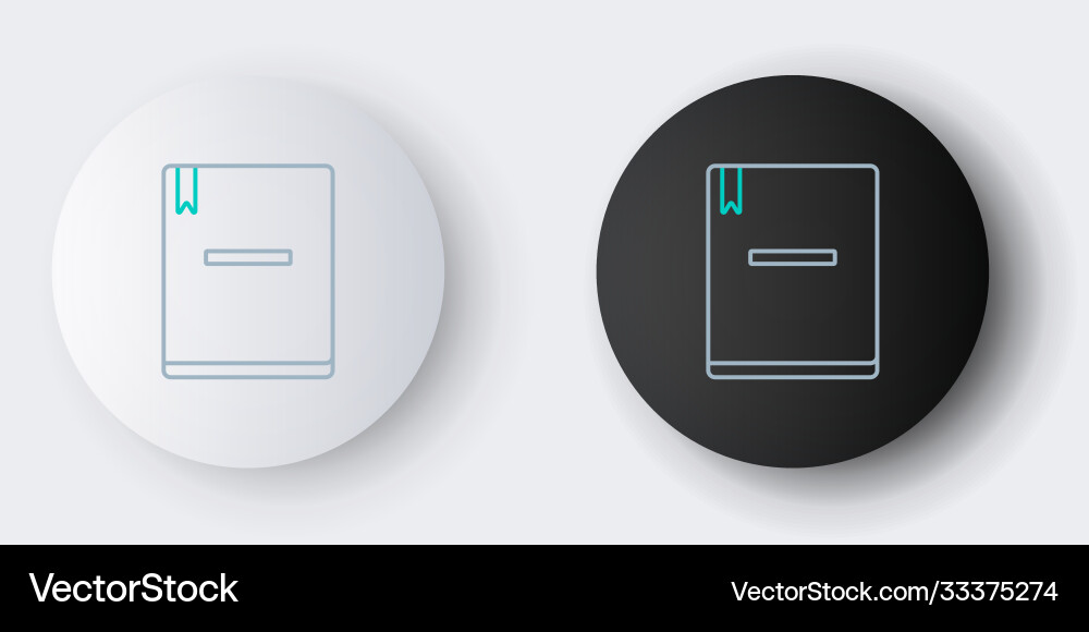 Line notebook icon isolated on grey background Vector Image