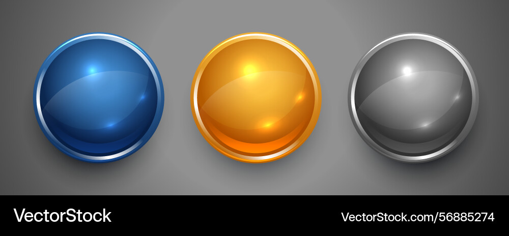 Premium glossy push buttons element in set vector image
