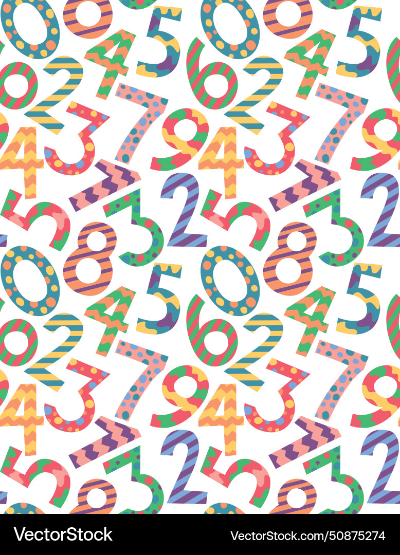 Seamless pattern of colorful fun numbers Vector Image