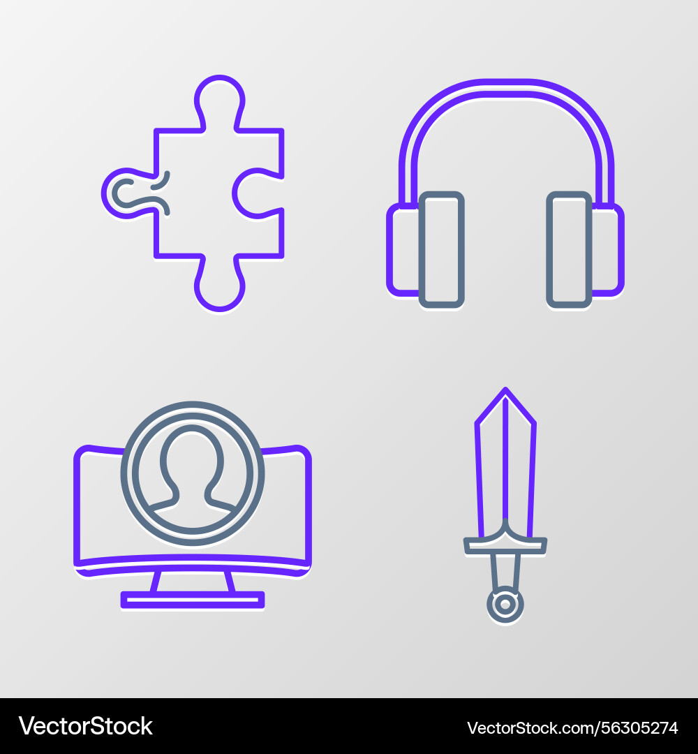 Set line sword for game create account screen Set line sword for game create account screen vector image