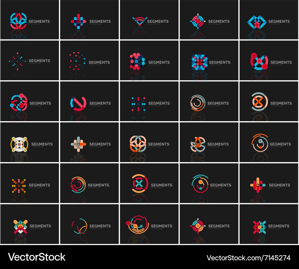 Set of linear abstract logos and swirl shapes Vector Image
