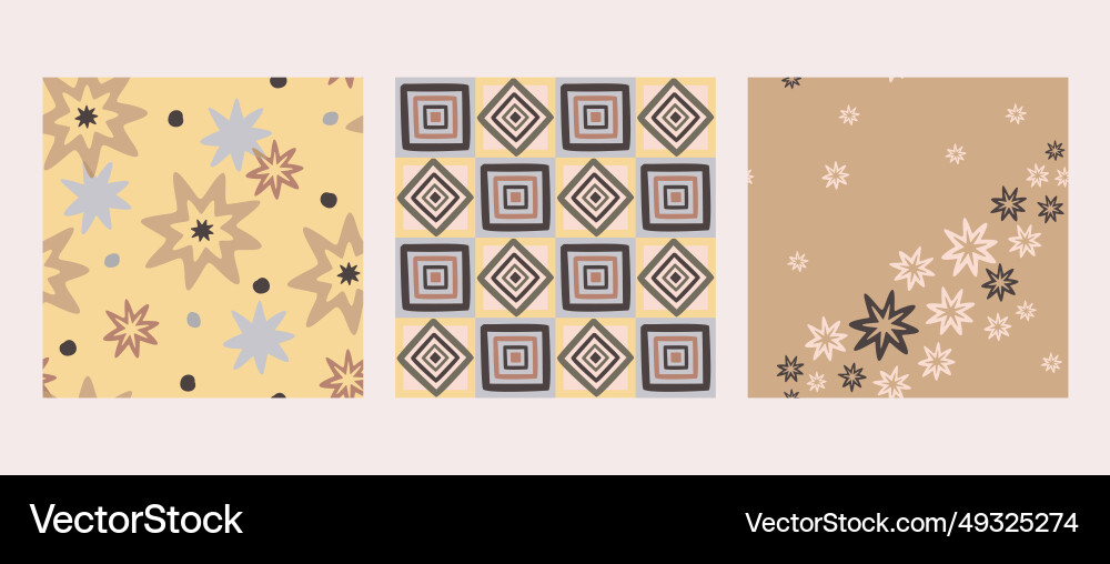 Set of three abstract seamless patterns Vector Image
