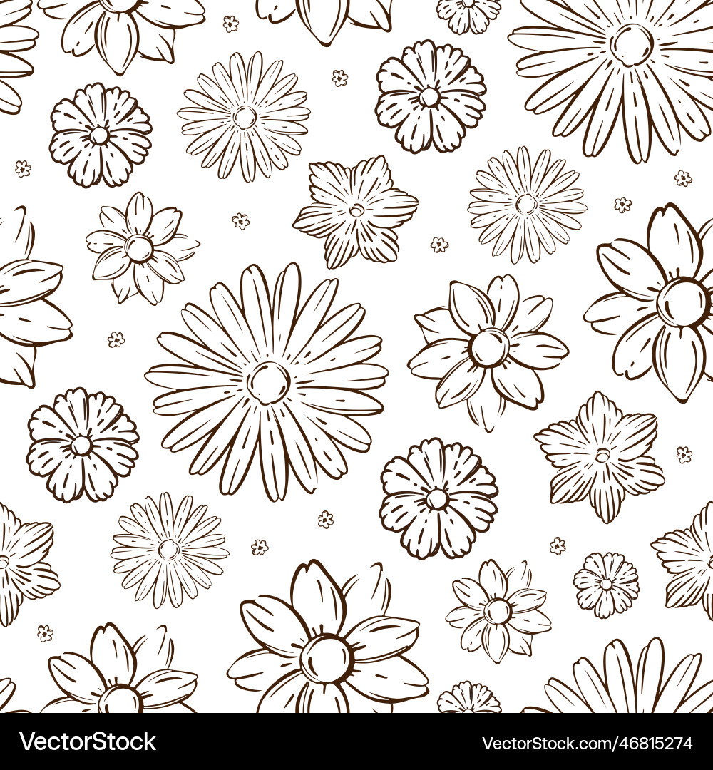 Sketch Stil Blumen botanische monochrome Muster Sketch Stil Blumen botanische monochrome Muster vektorbild