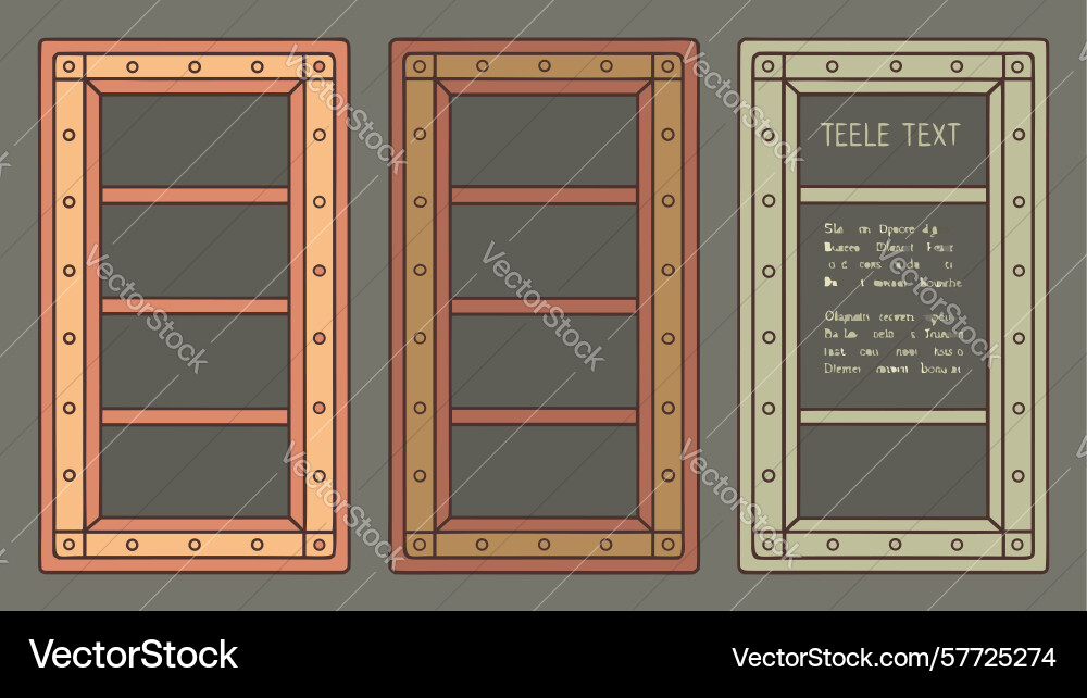 Stylized window frames game ui elements vector image