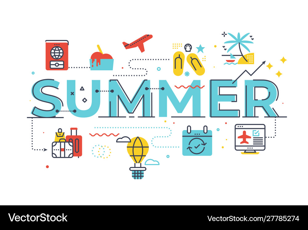 Summer word lettering Vector Image