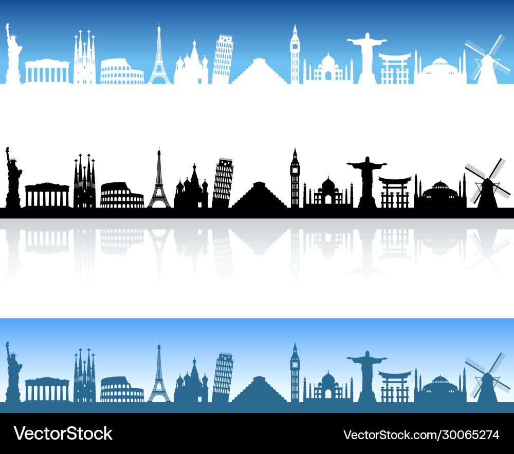World monuments skyline Royalty Free Vector Image