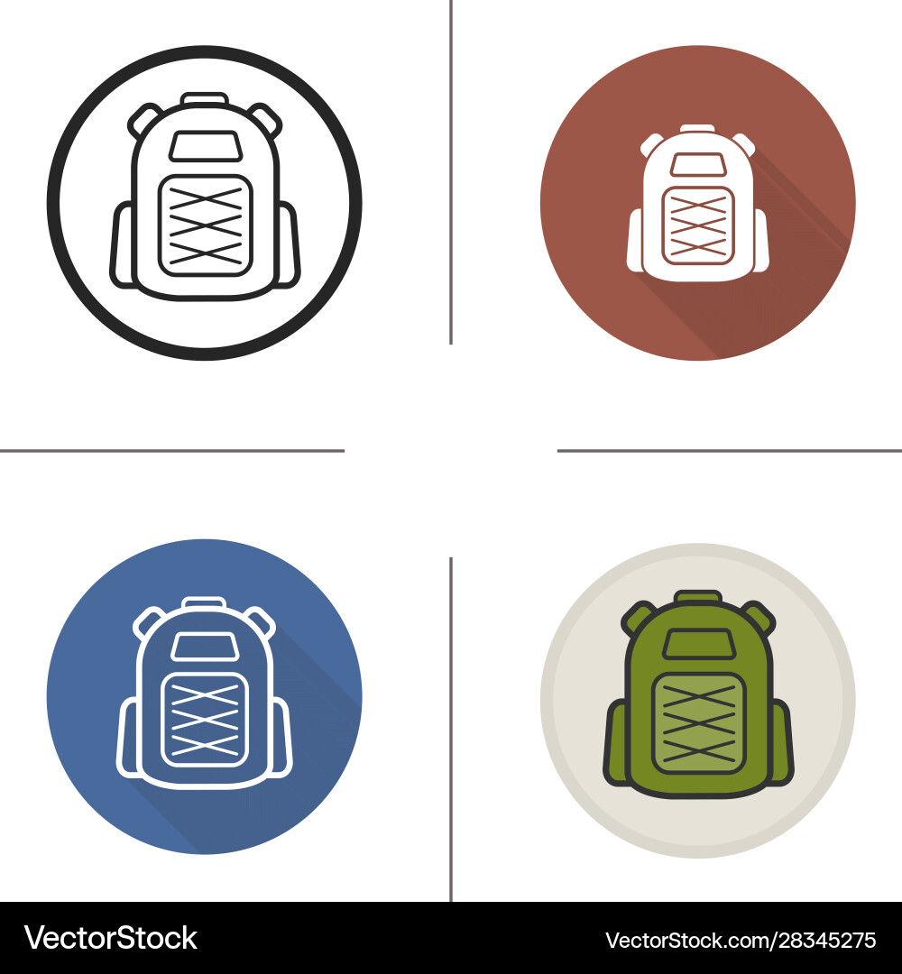 Backpack icon flat design linear and color styles Backpack icon flat design linear and color styles Vector Image