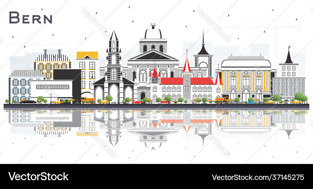 Bern switzerland city skyline with color Bern switzerland city skyline with color vector image