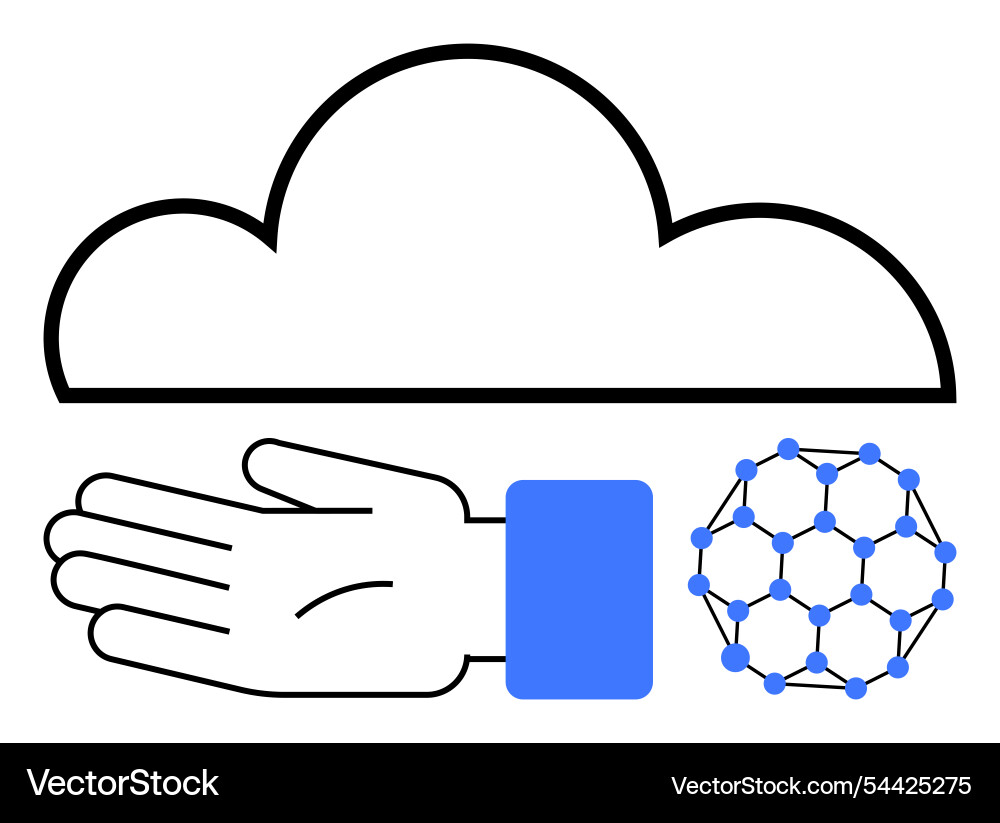 Cloud technology hand gesture with network nodes Cloud technology hand gesture with network nodes vector image