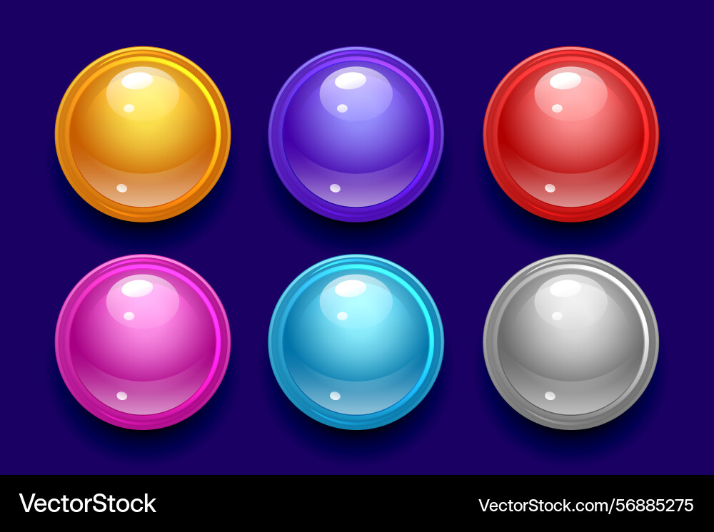 Collection of glossy ball push buttons element vector image