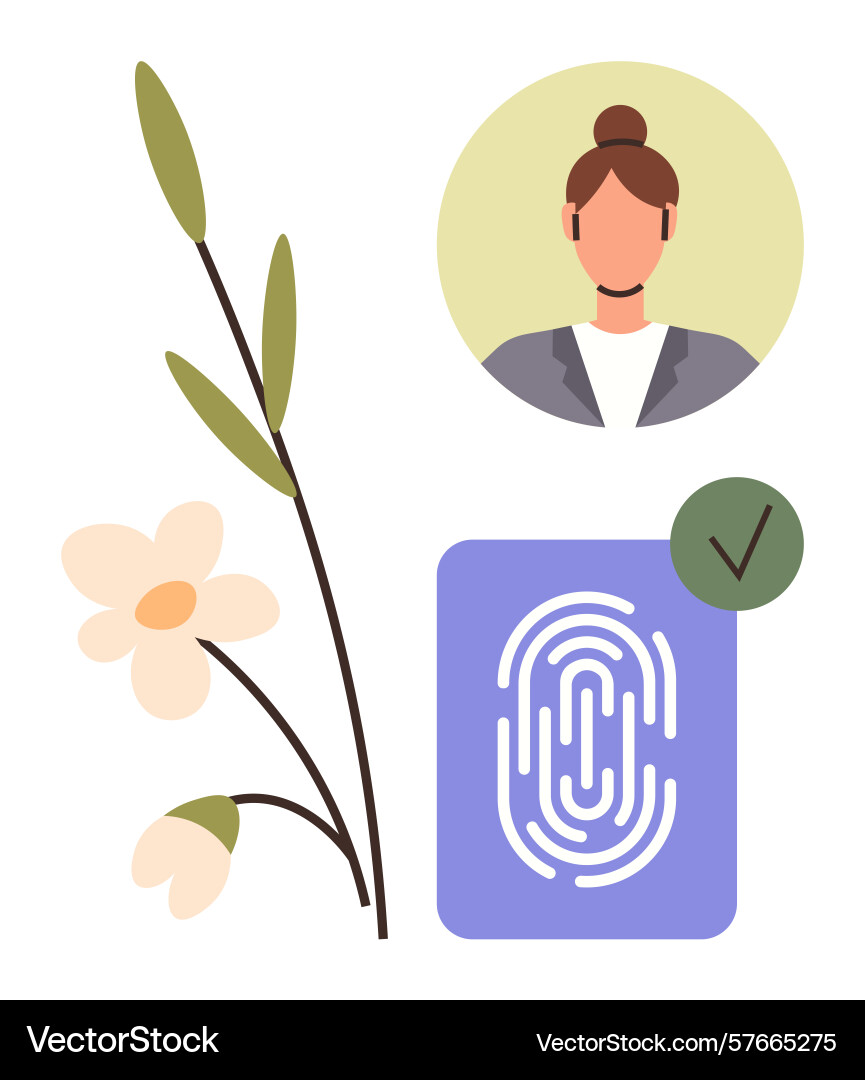 Digital identity verification with fingerprint vector image