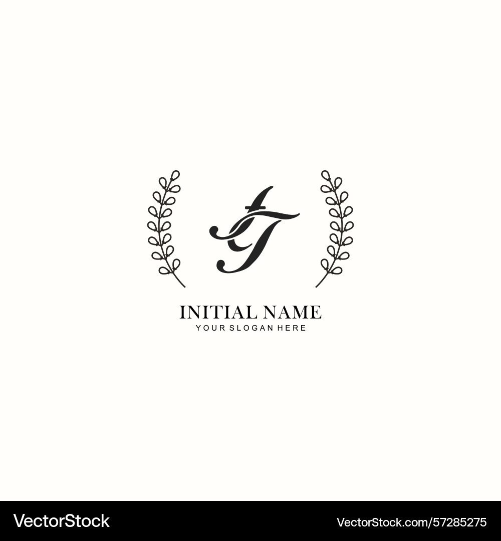 Ft initial logo templates with botanical elements Ft initial logo templates with botanical elements Vector Image