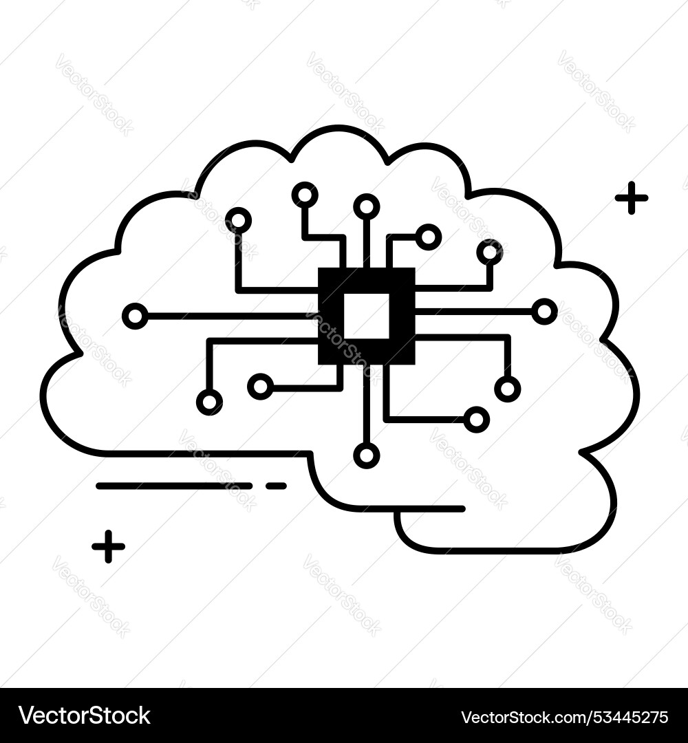 Machine learning and digital brain icon design vector image