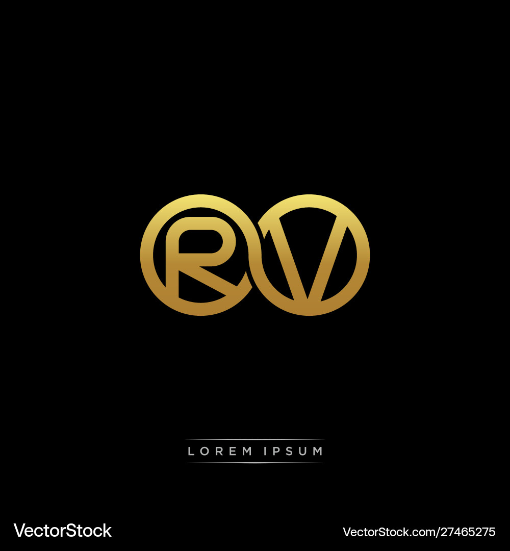 Rv initial letter linked circle capital monogram Rv initial letter linked circle capital monogram vector image