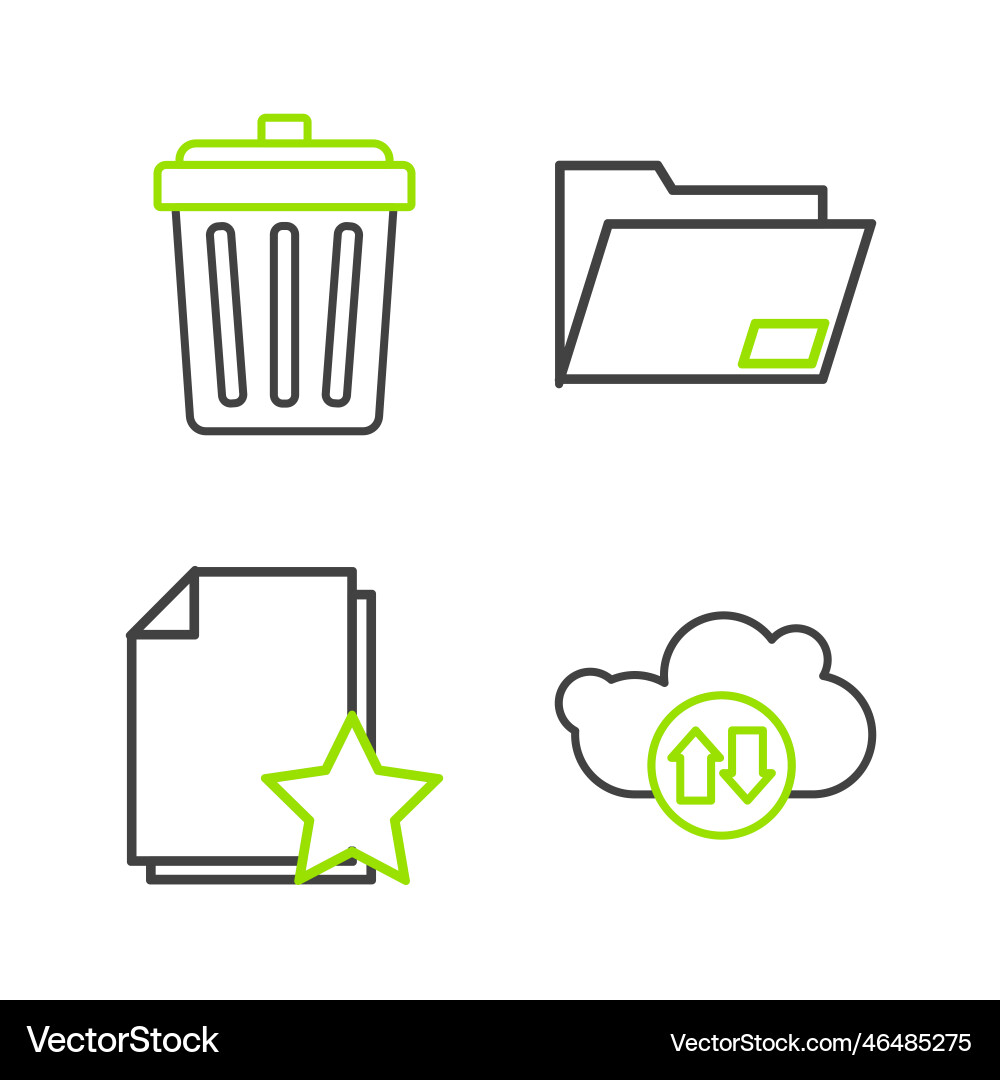 Set line cloud download and upload document Set line cloud download and upload document vector image