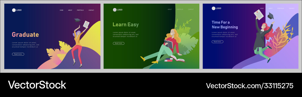 Set web page design templates with relaxed Set web page design templates with relaxed Vector Image