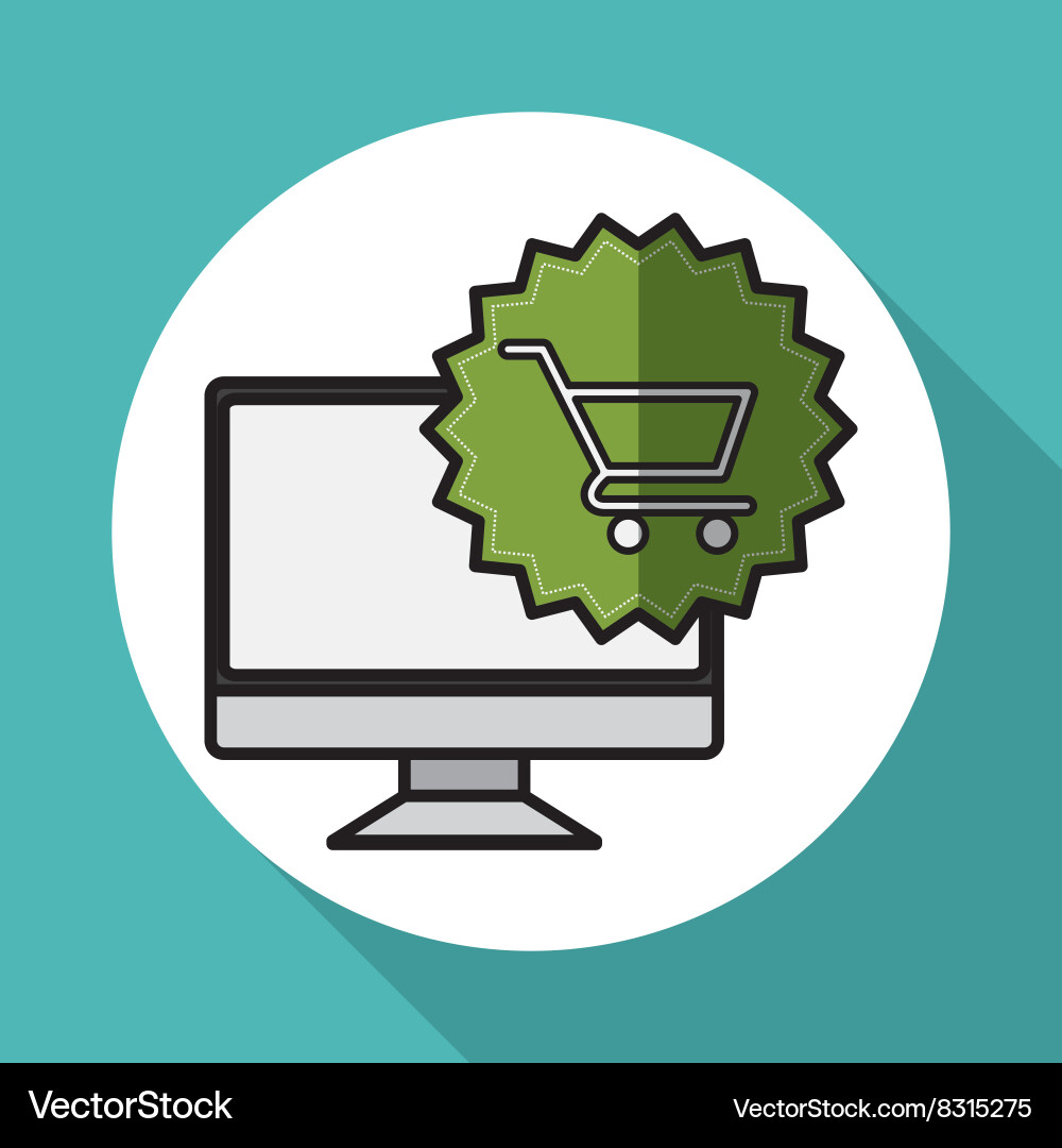 Shopping cart and computer design Vector Image