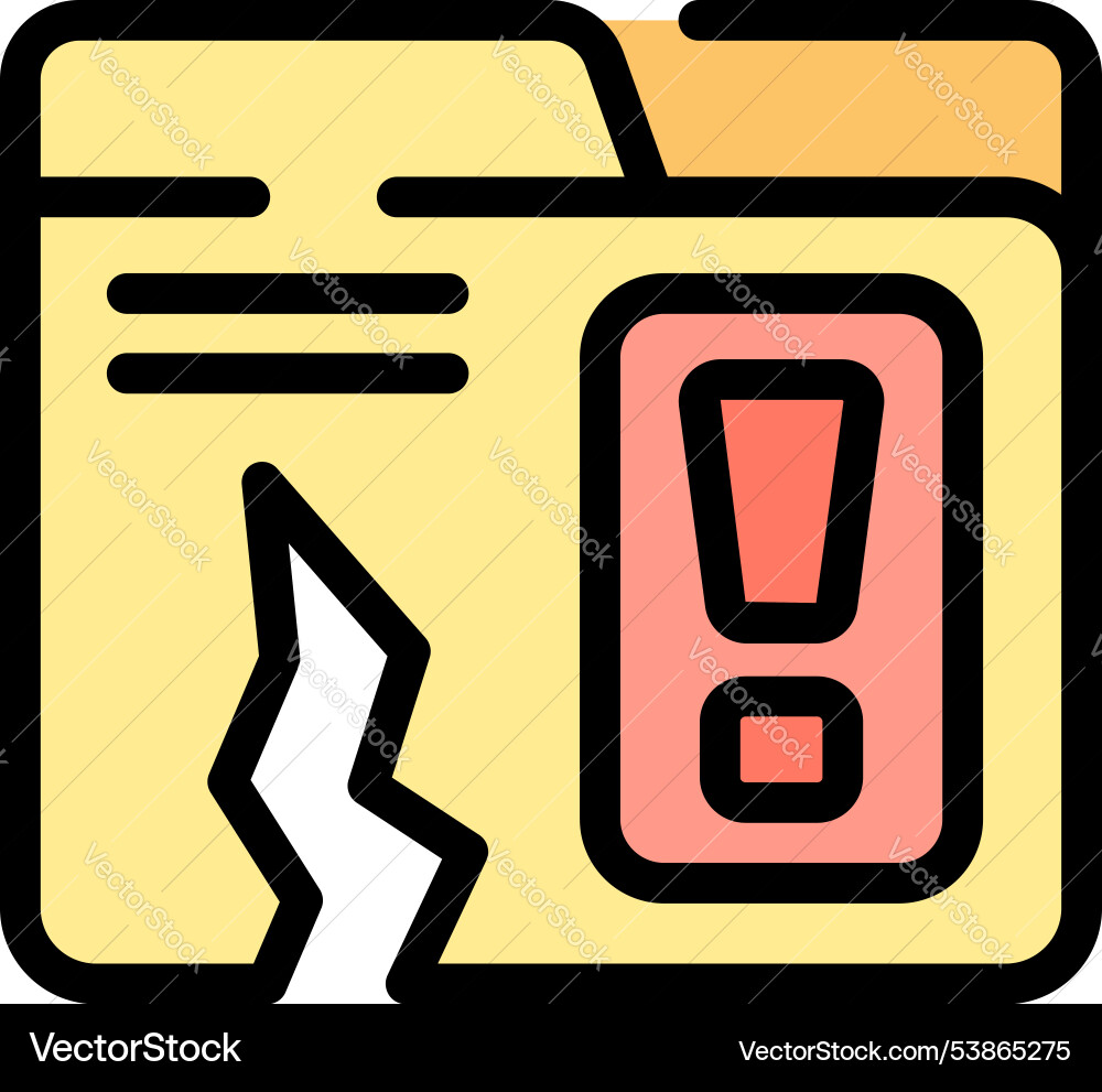 Yellow folder experiencing data loss with red Yellow folder experiencing data loss with red vector image