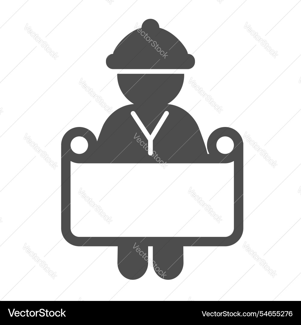 Architect man with project paper solid icon Architect man with project paper solid icon vector image