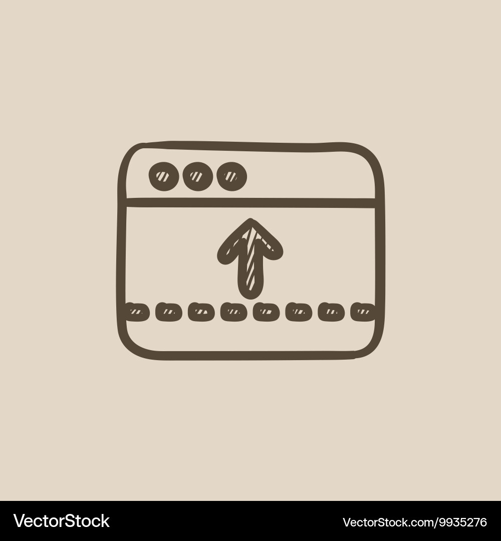 Browser window with arrow up sketch icon Vector Image
