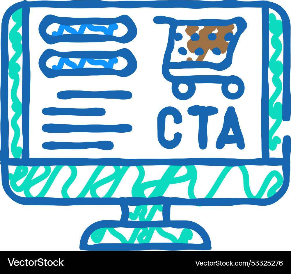 Call to action cta ux ui icon doodle vector image