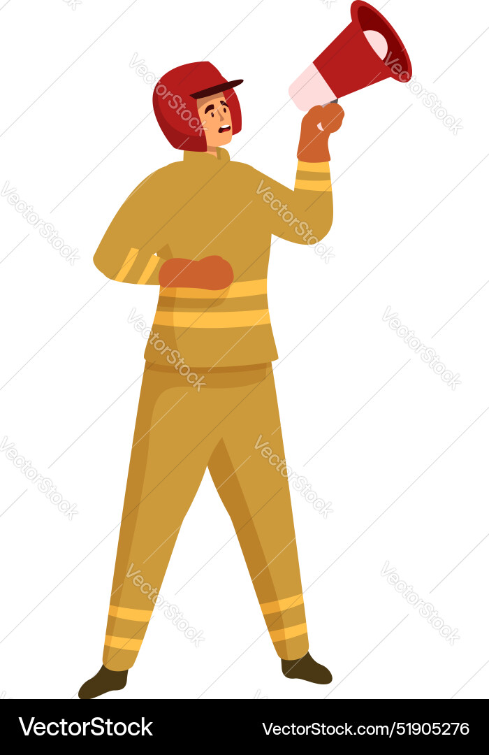 Firefighter is giving instructions using Vector Image