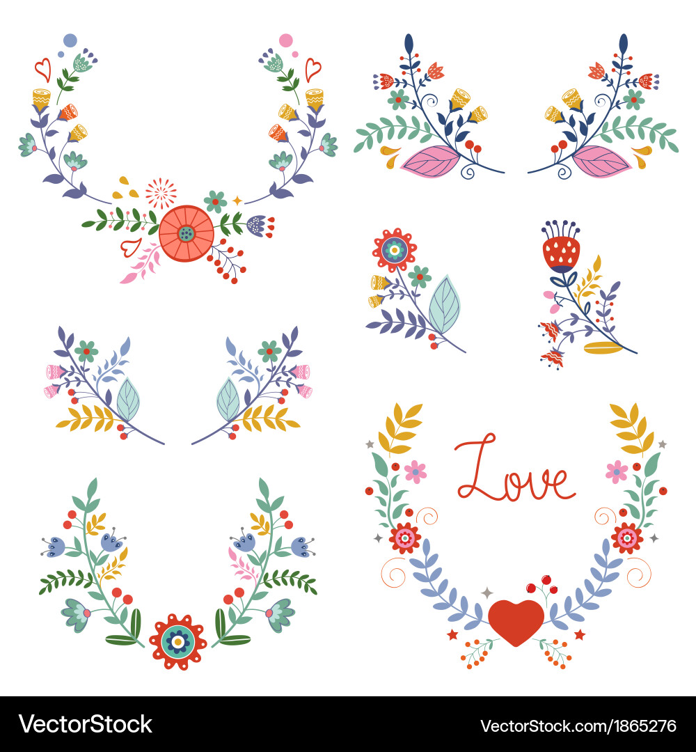 Floral Wreath Collection Vector Image