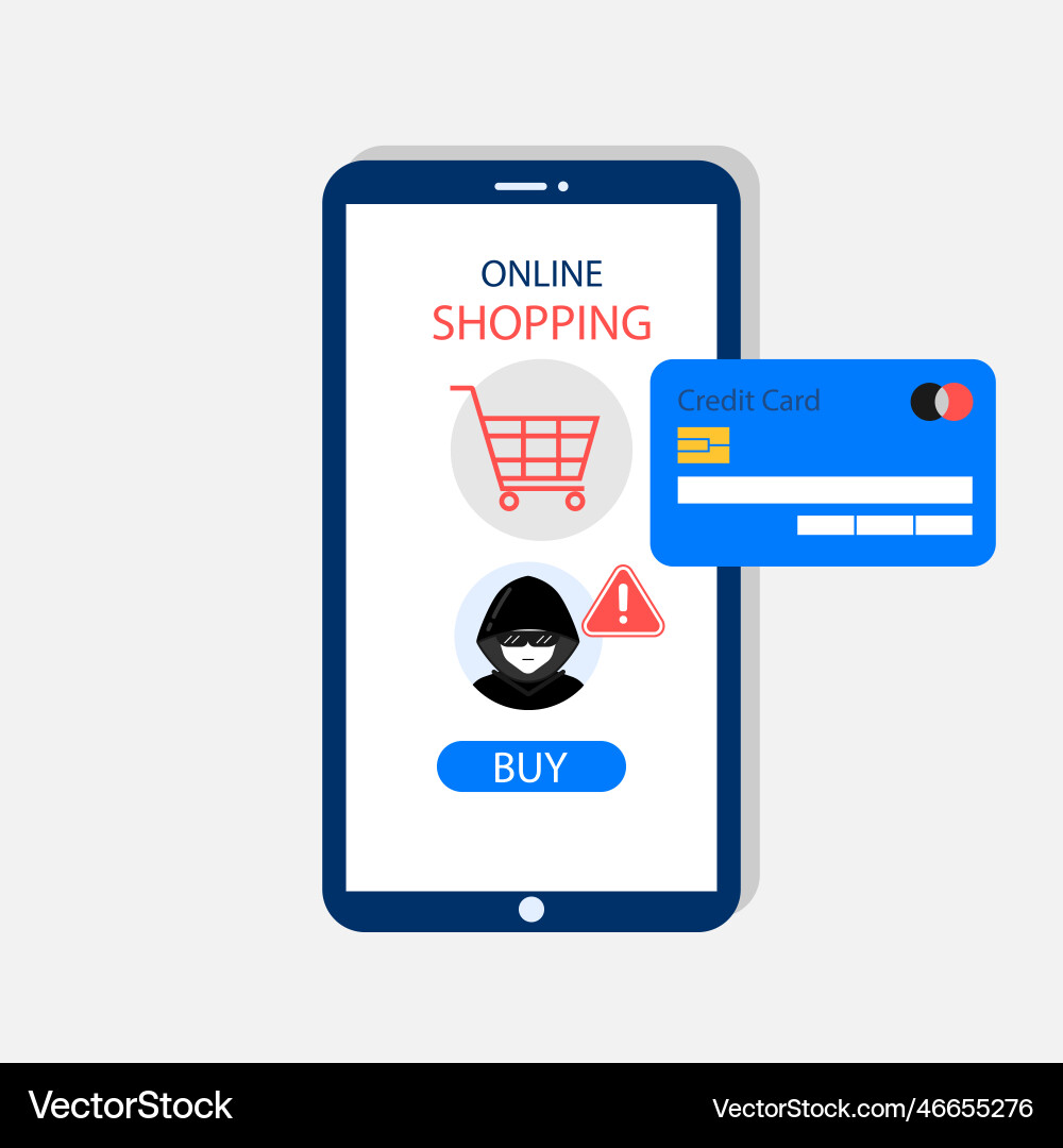 Hacking shopping online application on smartphone vector image