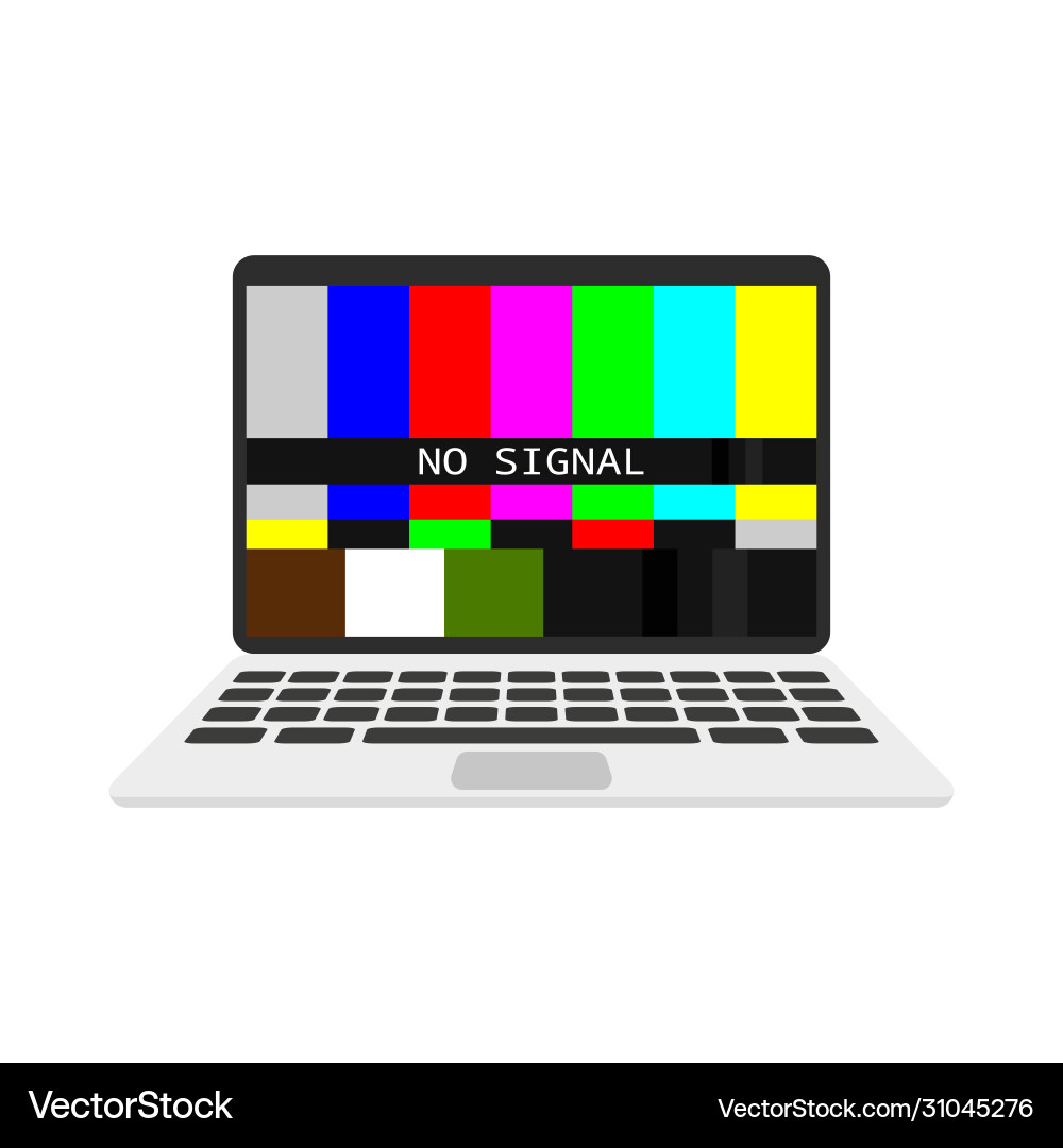 Laptop computer screen error isolated in flat Laptop computer screen error isolated in flat Vector Image