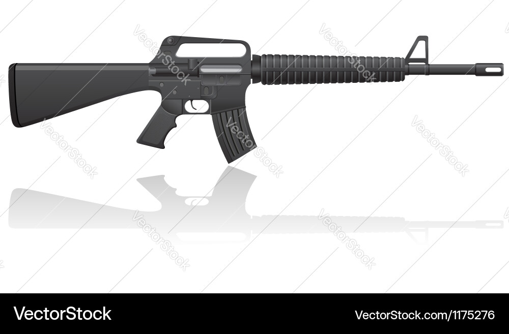 M-16 Rifle Isolated Vector Image